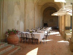 Dining tables of the Certosa di Pontignano