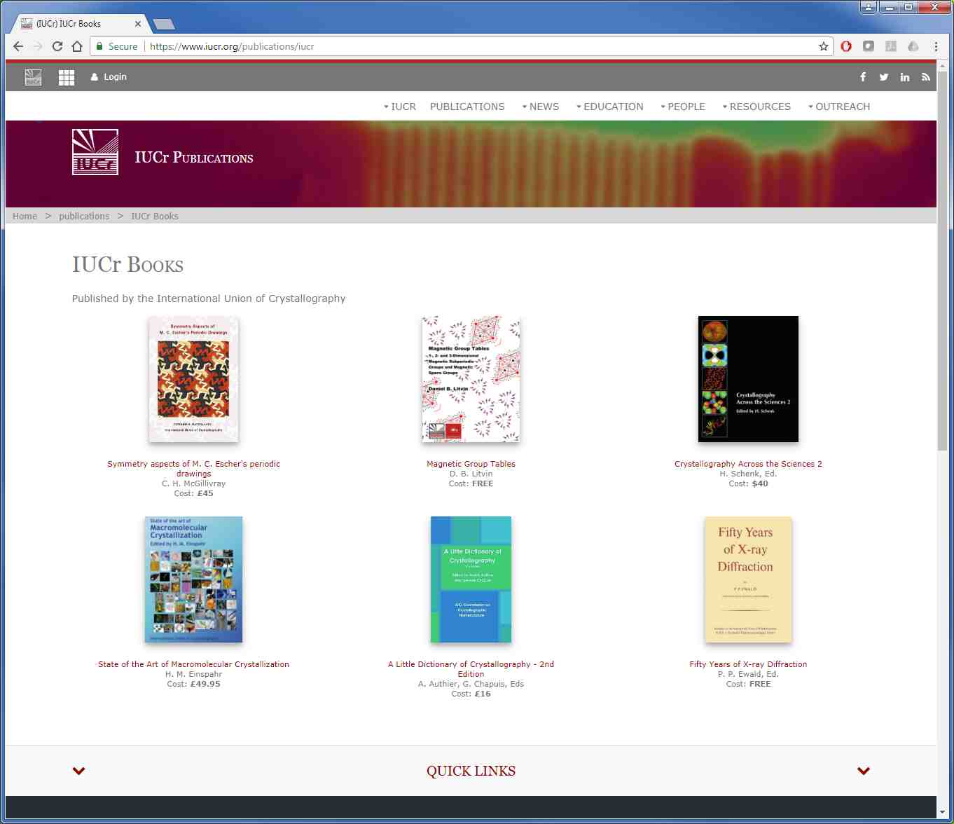 [IUCr books listed on the IUCr website]