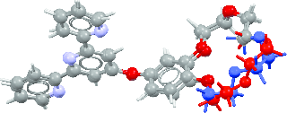 [YIRVOL: overlay of original (red) and corrected (blue) experimental structures]