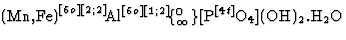 $\textrm{(Mn,Fe)}^{[6o][2;2]}\textrm{Al}^{[6o][1;2]}\{^0_\infty\}[\textrm{P}^{[4t]}\textrm{O}_4](\textrm{OH})_2.\textrm{H}_2\textrm{O} $