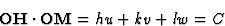 \begin{displaymath} \textbf{OH} \cdot \textbf{OM} = hu + kv + lw = C\end{displaymath}