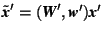 $\tilde{\mbox{\textit{\textbf{x}}}}'= (\mbox{\textit{\textbf{W}}}',\mbox{\textit{\textbf{w}}}')\mbox{\textit{\textbf{x}}}'$