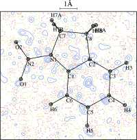 [Residual electron density in the main plane of 1-nitroindoline.]