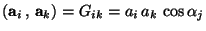 $(\mathbf{a}_i\,,\,\mathbf{a}_k)=G_{ik}=a_i\,a_k\, \cos\alpha_j$