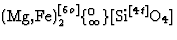 $\textrm{(Mg,Fe)}_2^{[6o]}\{^0_\infty\}[\textrm{Si}^{[4t]}\textrm{O}_4] $