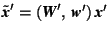 $\tilde{\mbox{\textit{\textbf{x}}}}'=(\mbox{\textit{\textbf{W}}}',\,\mbox{\textit{\textbf{w}}}')\,\mbox{\textit{\textbf{x}}}'$