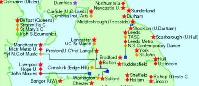 [Map of Northern universities]