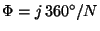 $\Phi=j\,360^{\circ}/N$