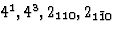 $4^1, 4^3, 2_{110}, 2_{1\={1}0}$