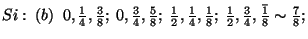 $Si:\ (b)\ \ 0,\frac{1}{4},\frac{3}{8};\ 0,\frac{3}{4},\frac{5}{8};\ \frac{1}{2... ...{1}{4},\frac{1}{8};\ \frac{1}{2},\frac{3}{4},\bar{\frac{1}{8}}\sim\frac{7}{8};$