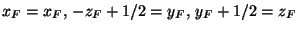 $x_F=x_F,\,-z_F+1/2=y_F,\,y_F+1/2=z_F$
