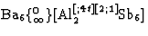 $\textrm{Ba}_{6}\{^0_\infty\}[\textrm{Al}_2^{[;4t][2;1]}\textrm{Sb}_6] $