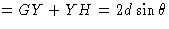 $ = GY + YH = 2d \sin \theta$