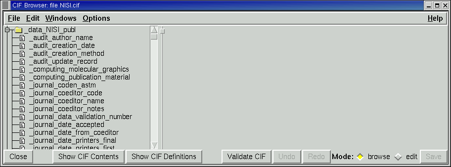 example CIFEDIT screen display