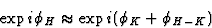 \begin{displaymath} \exp i\phi_H \approx \exp i(\phi_K + \phi_{H-K})\end{displaymath}