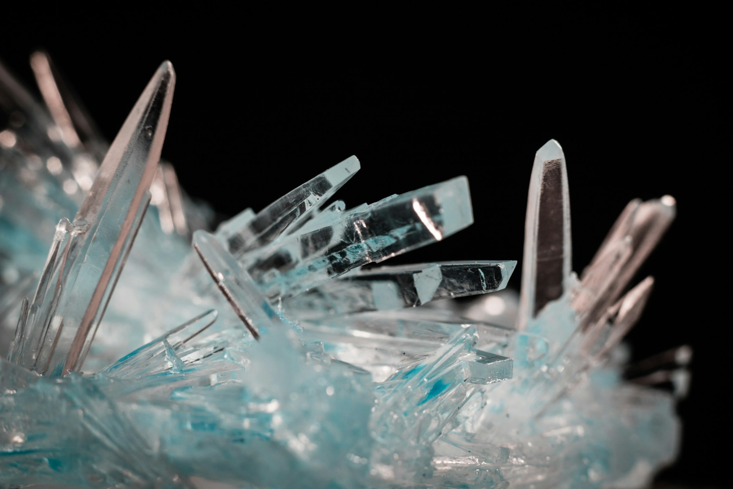Clear crystal, dark background