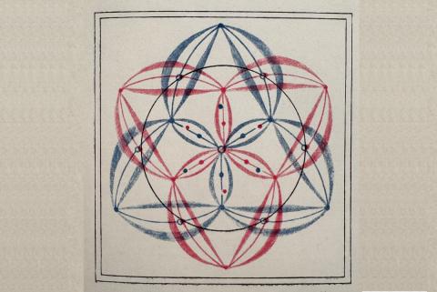 Schematic stereographic projection of a diamond twin (from the monograph).
