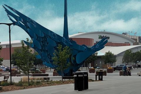 The Spirit of Water by artist Gerry Judah, located in the outdoor plaza of the BMO Centre in Calgary, Alberta, Canada.