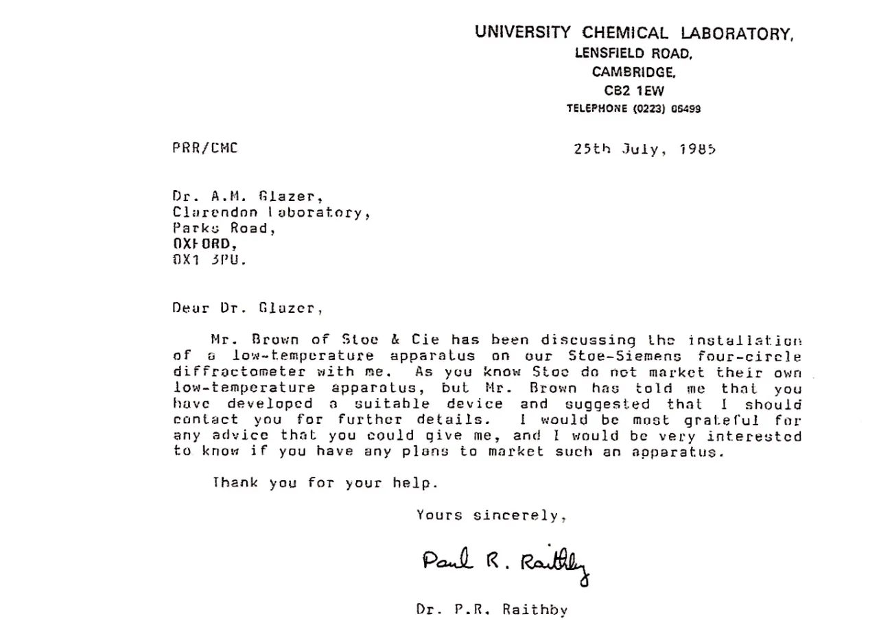 type written letter from Paul Raithby