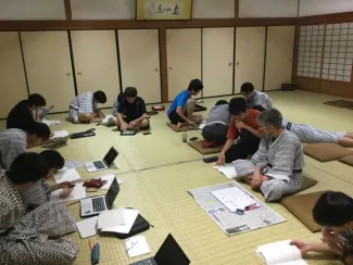 People sat on floor