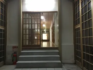 Looking into the venue from the outside