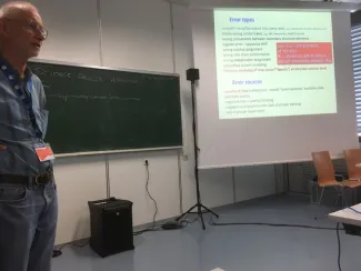 A person giving a lecture
