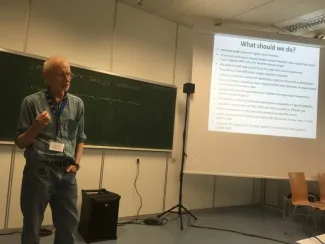 A person giving a lecture