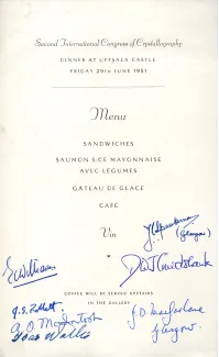 1951: IUCr Congress and General Assembly: Sessions and Banquet at Uppsala