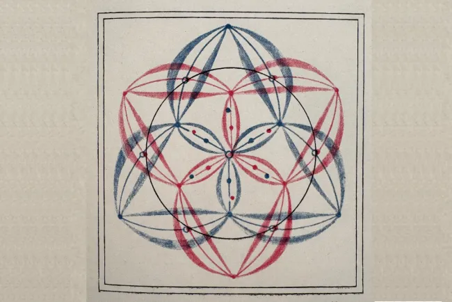 Schematic stereographic projection of a diamond twin (from the monograph).