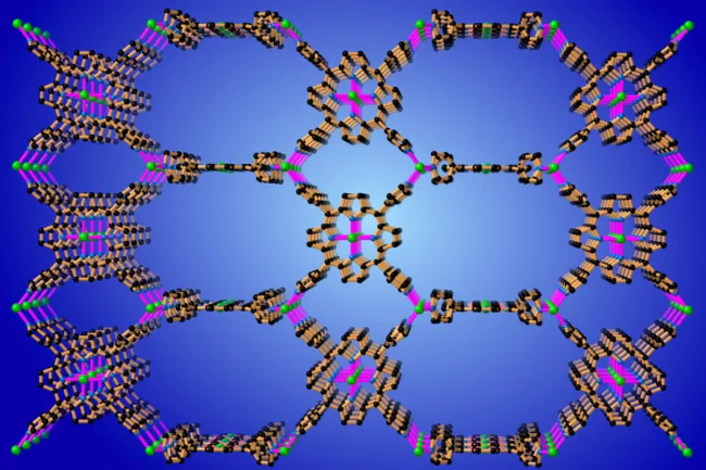  A copper porphyrin network with underlying PtS topology. 