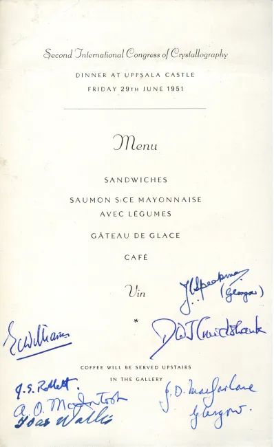 1951: IUCr Congress and General Assembly: Sessions and Banquet at Uppsala