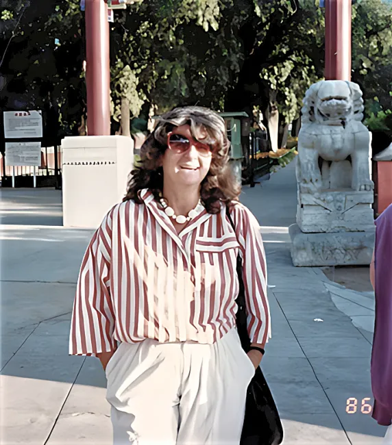 Ada Yonath standing in a square
